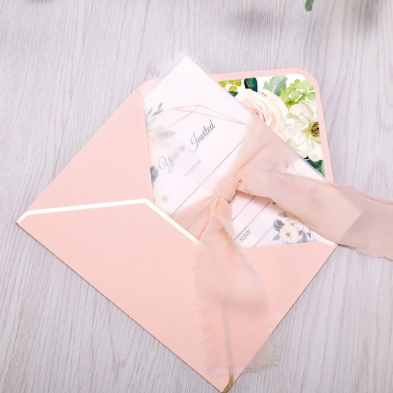 DORIS HOME 25PCS Invitations Cards for Bridal Shower Invite/Baby Shower/Wedding/Rehearsal (25PCS Pink Flower Fill-in) - Image 5